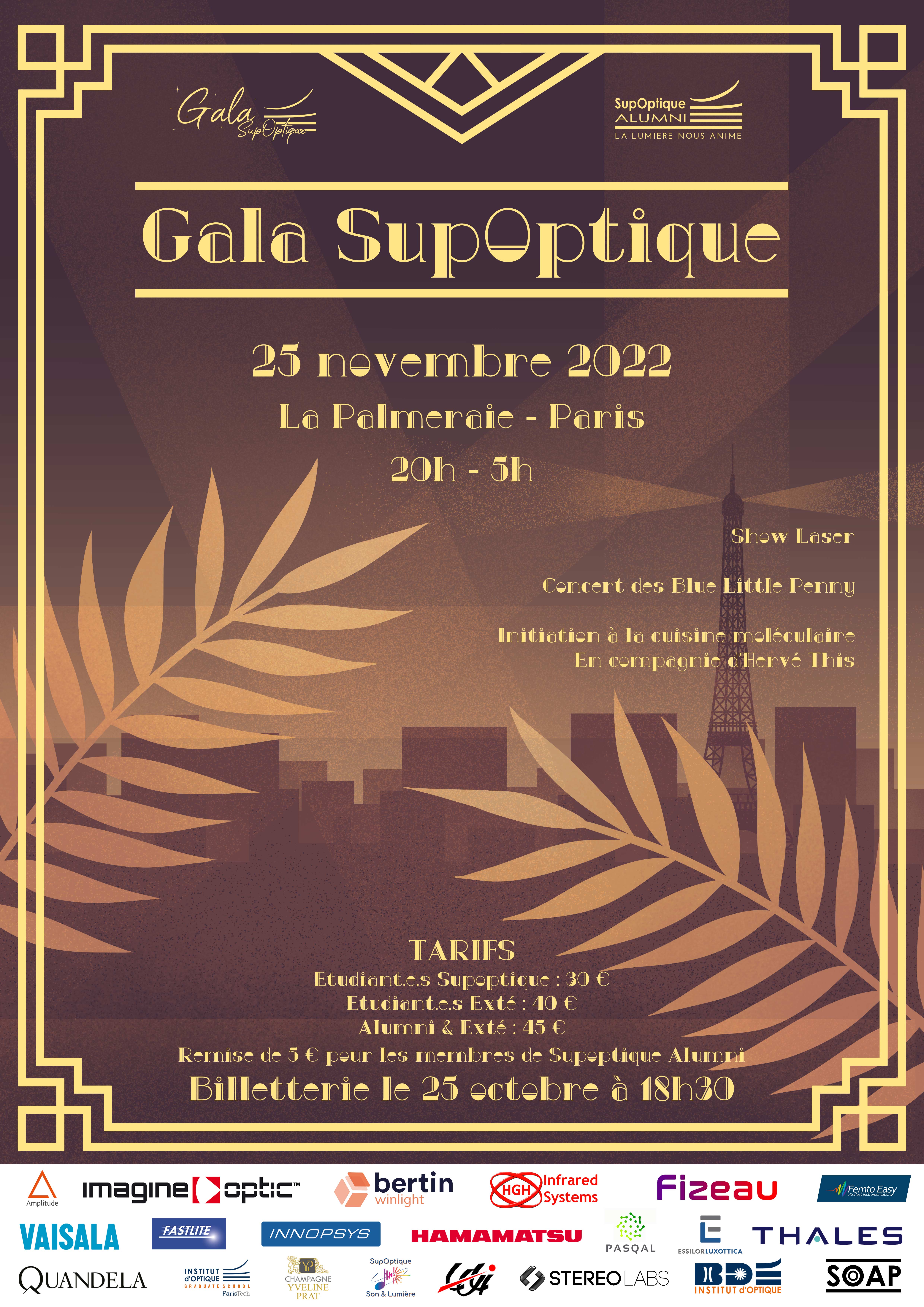 J - 4 pour le GALA SUPOPTIQUE : fermeture de la billetterie le jeudi 17/11